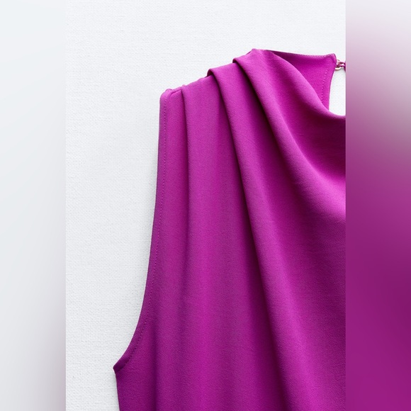 ZARA Women’s Asymmetric Jumpsuit Romper Wide Leg Off Shoulder Belt Cut Out XS - Picture 3 of 8